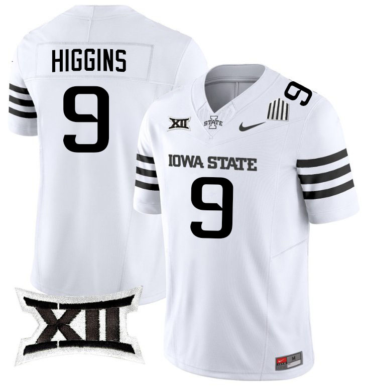 Jayden Higgins Jersey,Iowa State Cyclones #9 Jayden Higgins College Jersey Youth-2024 White